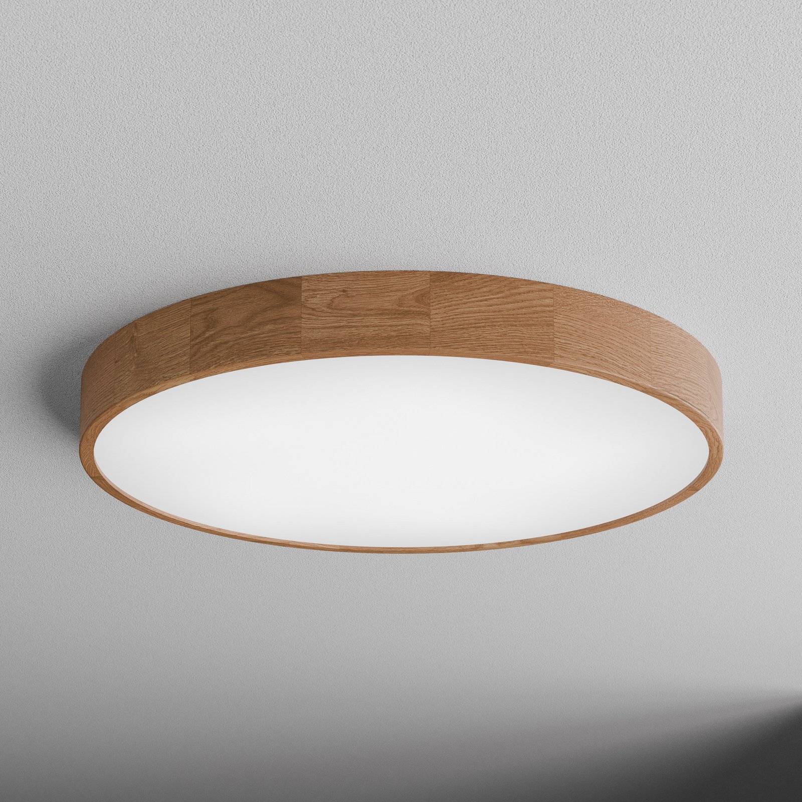 Plafonnier Cleo DR800, bois de chêne, Ø 80 cm, à 6 lampes, E27