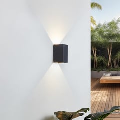 Lucande aplique de pared LED Kimian, altura 17 cm, antracita, IP54