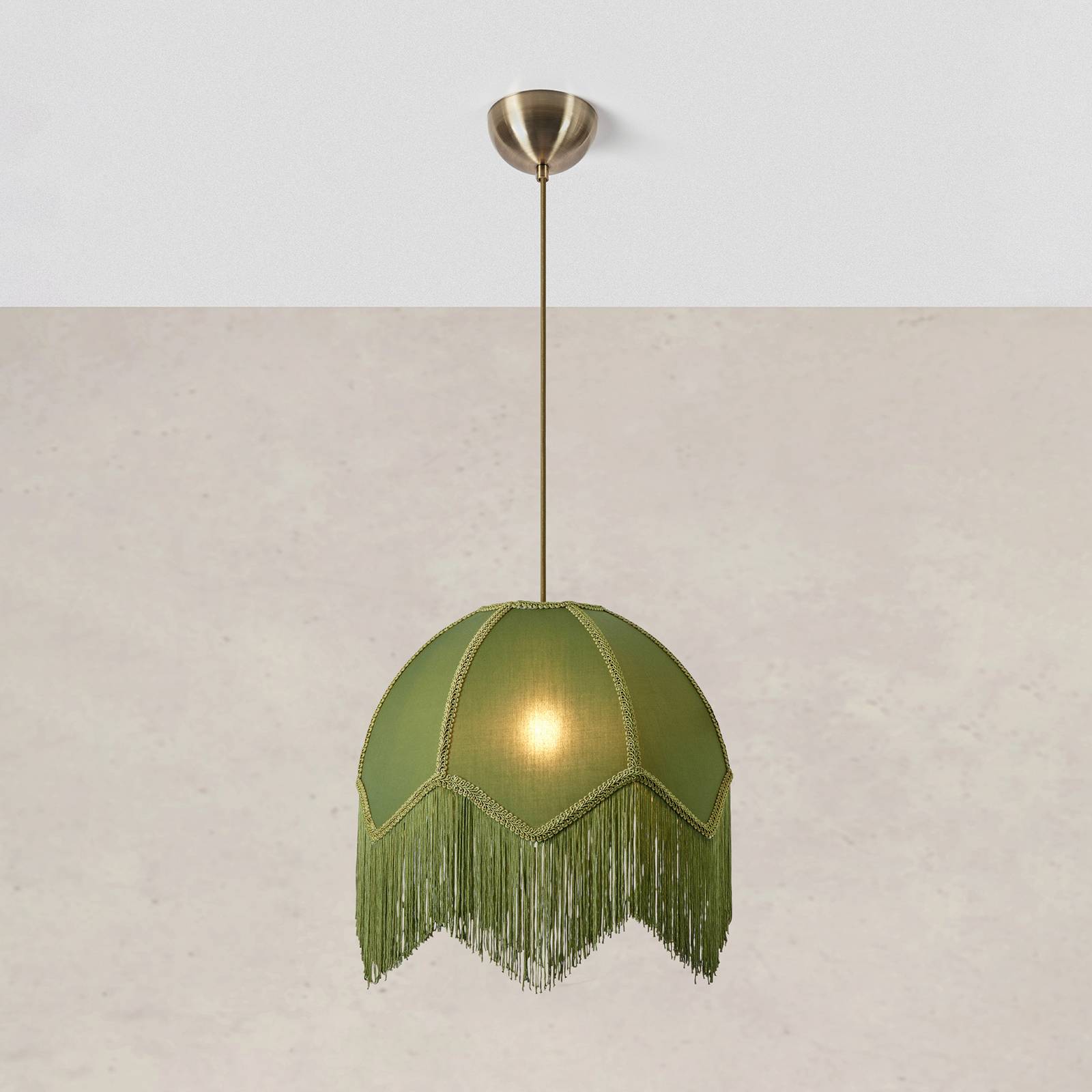 Markslöjd hanglamp Gertrud, groen, stof, Ø 38 cm