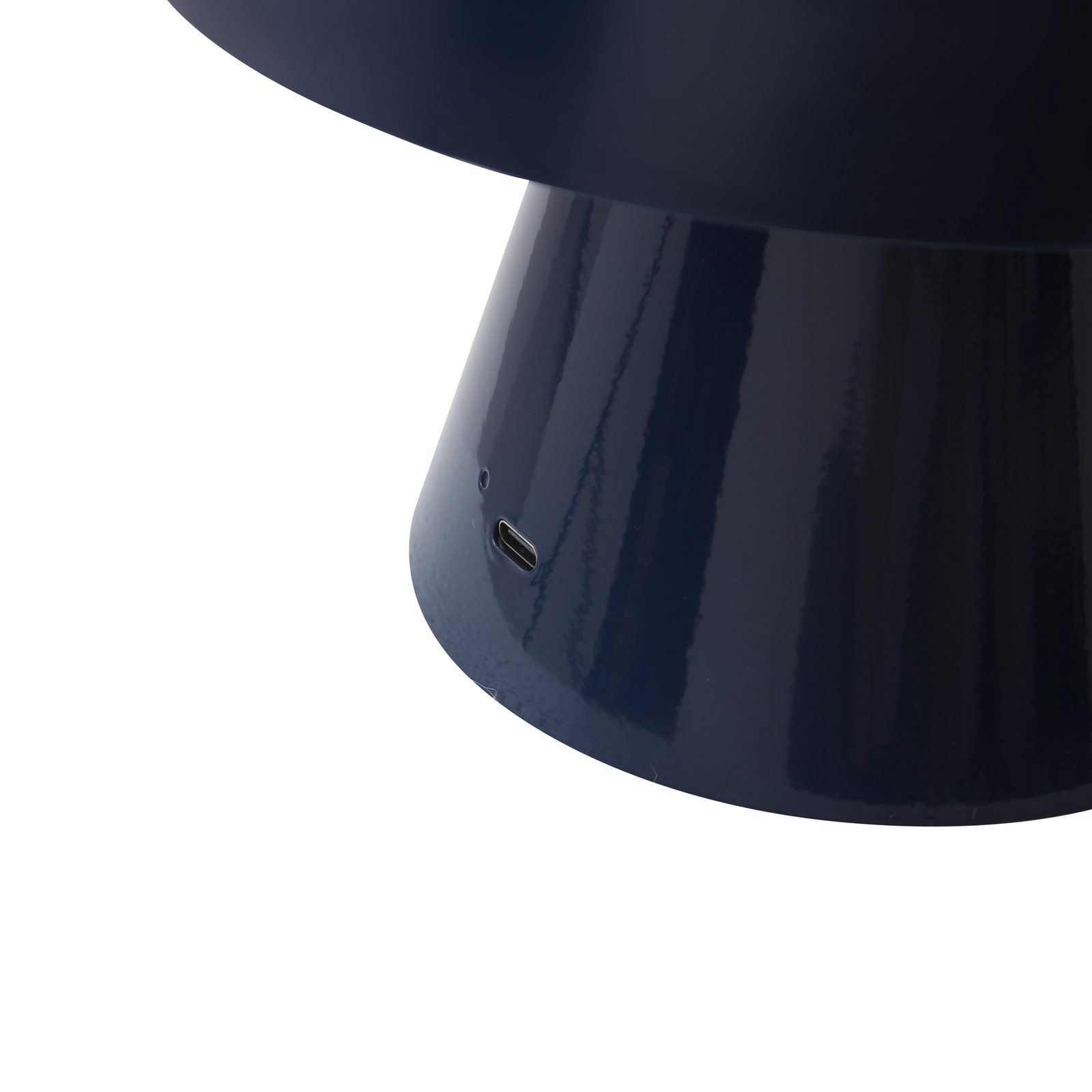 Lindby LED dobíjacia stolová lampa Nevijo, modrá, USB, dotykový stmievač