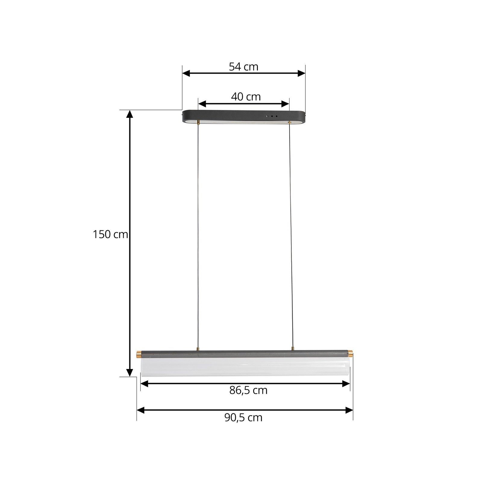 Lucande hengelampe Alania, transparent, metall, 86,5 cm