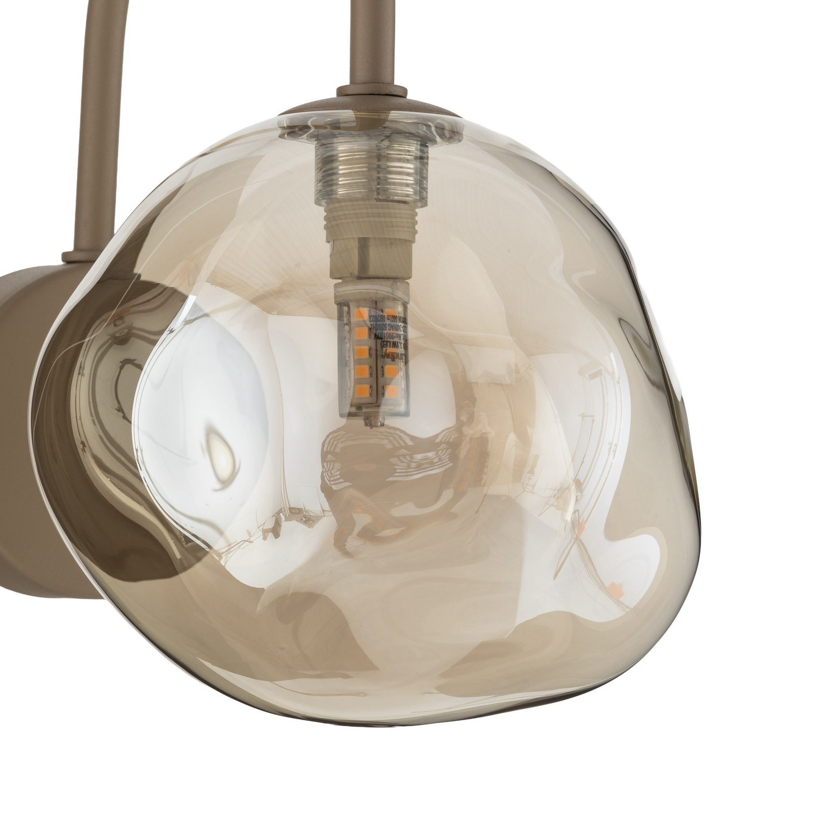 Vegglampe Lava, beige, glass, høyde 21 cm, G9