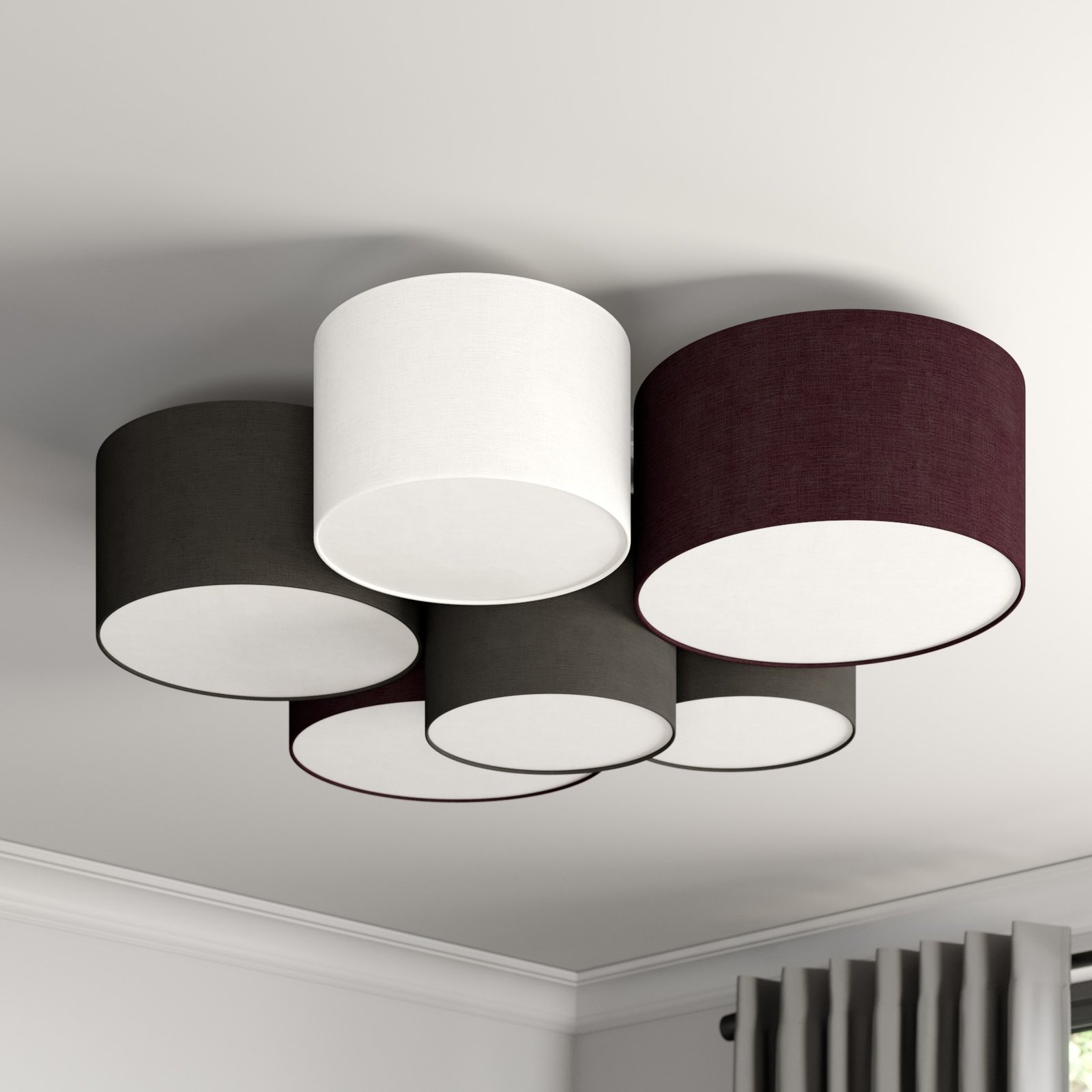 Laurenz 6 Ceiling Lamp Grey/White/Brown - Lindby