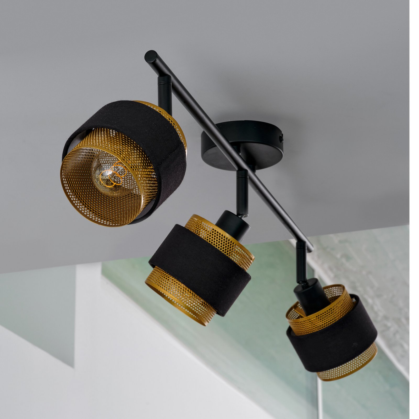 OSRAM plafondlamp Decor Spot Hornet, 3-lamps, zwart/goud