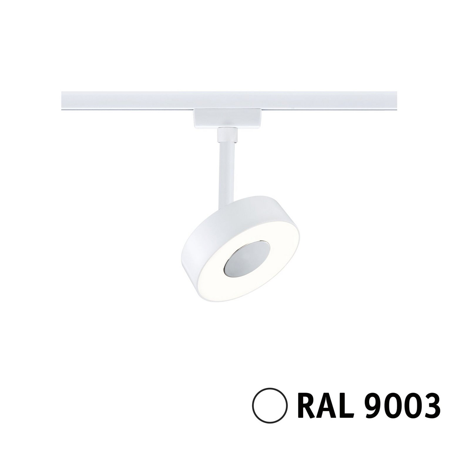 Paulmann URail Circle LED-Spot, 3 pakopų reguliavimas, 3000K, signalinė balta Paulmann URail Circle LED-Spot, 3 pakopų reguliavimas, 3000K, signalinė balta