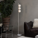Candeeiro de pé IDEAL LUX Binomio branco, altura 160 cm, metal, 3 lâmpadas