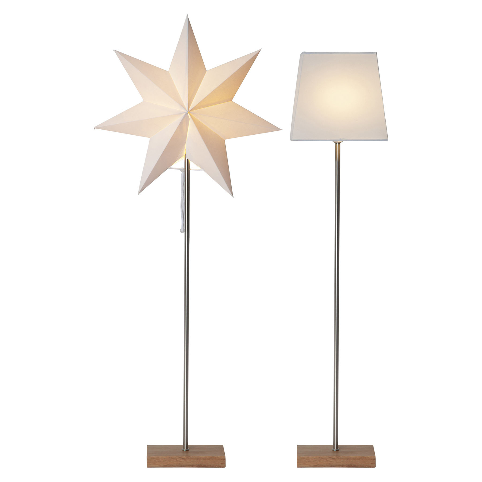 Lámpara decorativa Moa estrella y pantalla, roble