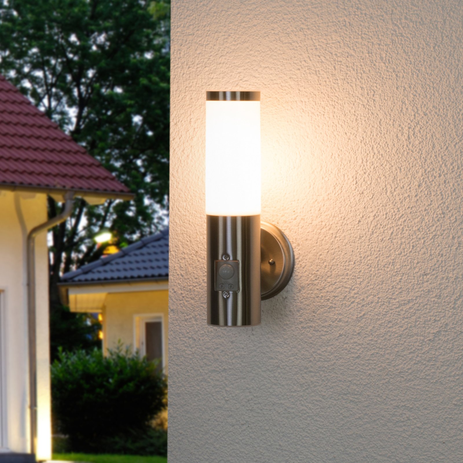 Kristof Outdoor Wall Lamp w/Sensor Steel - Lindby