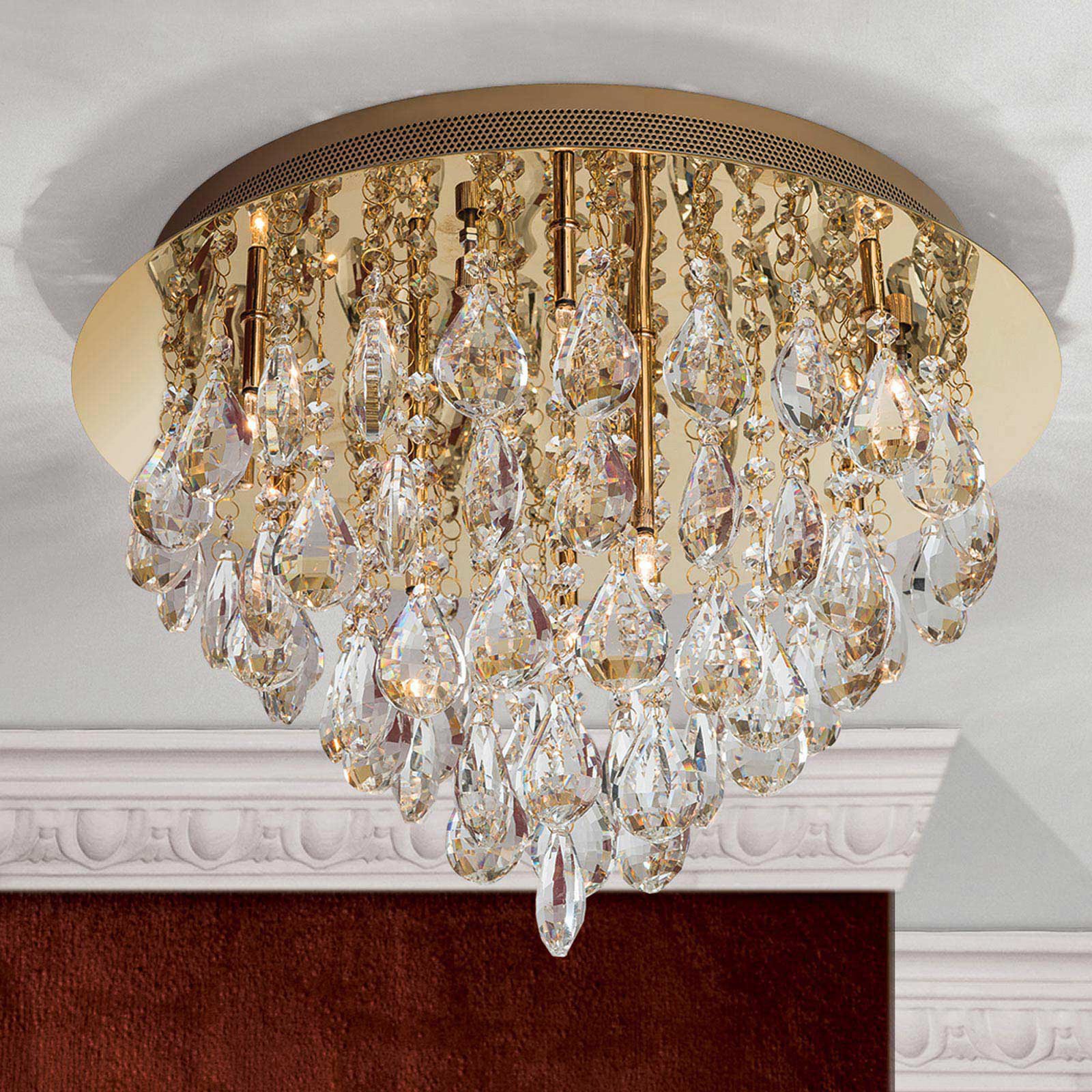 Celeste ceiling lamp with K9 crystals Ø 45 cm gold