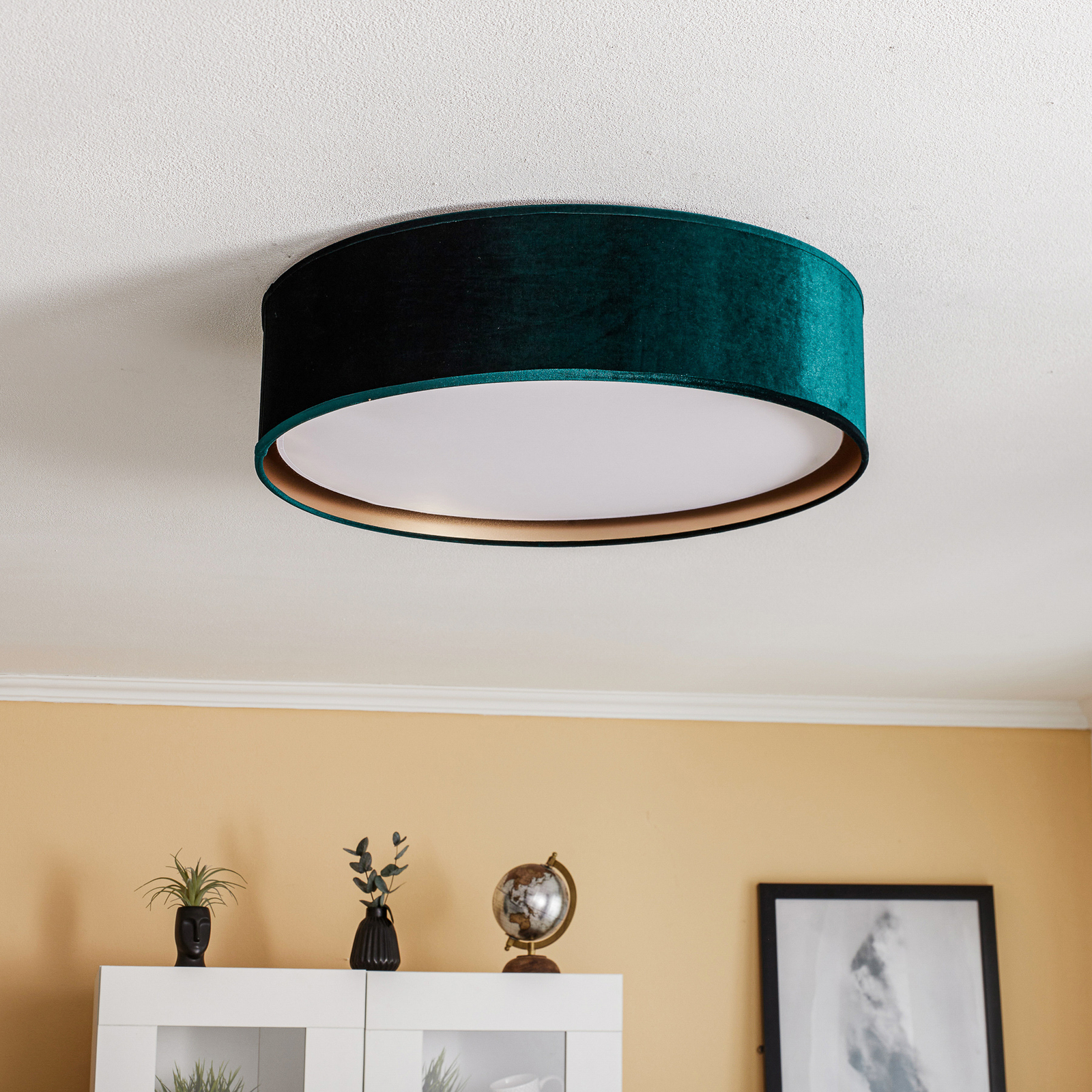 Tercino ceiling light, green lampshade