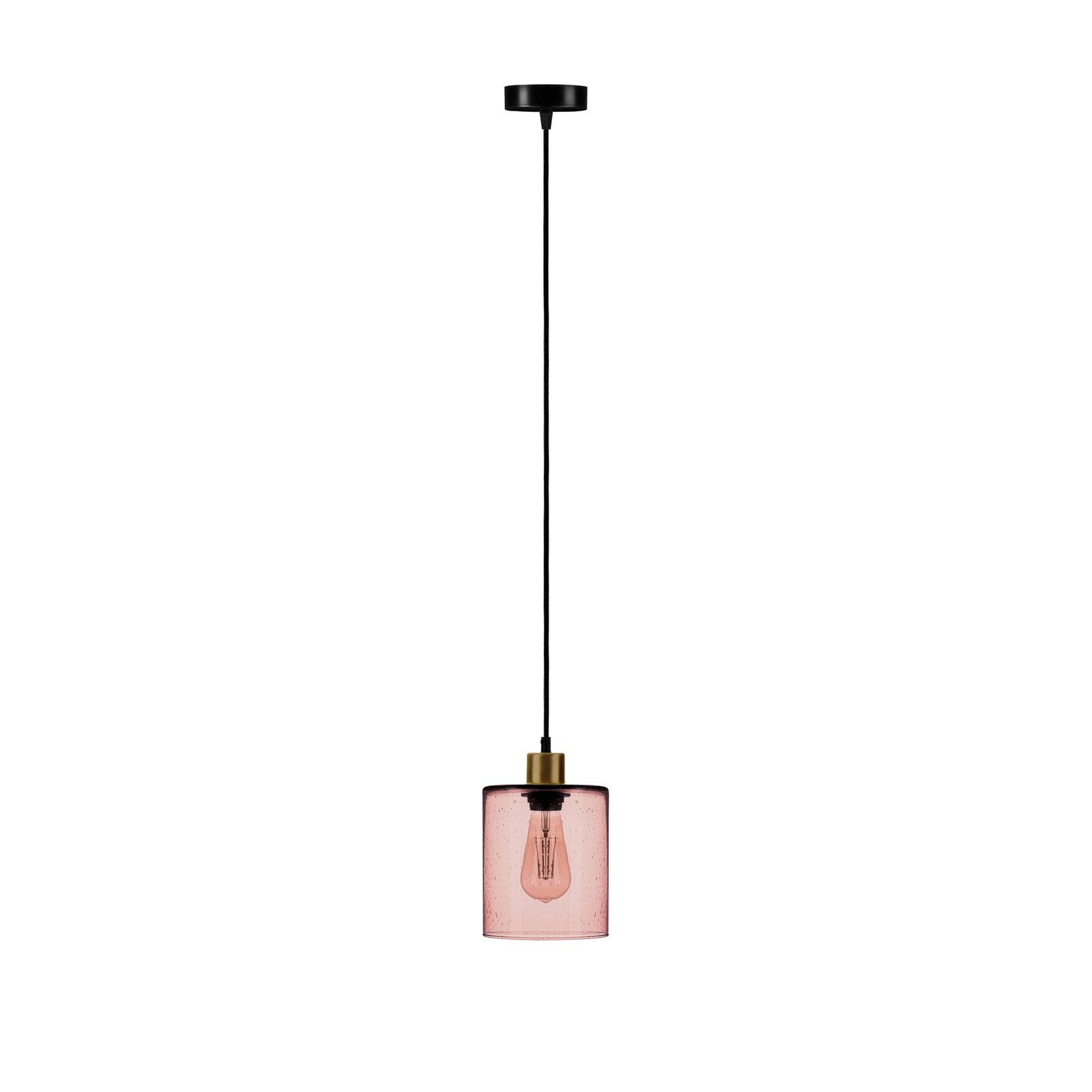 Závěsná lampa Soda se stínidlem z růžového skla Ø 15 cm
