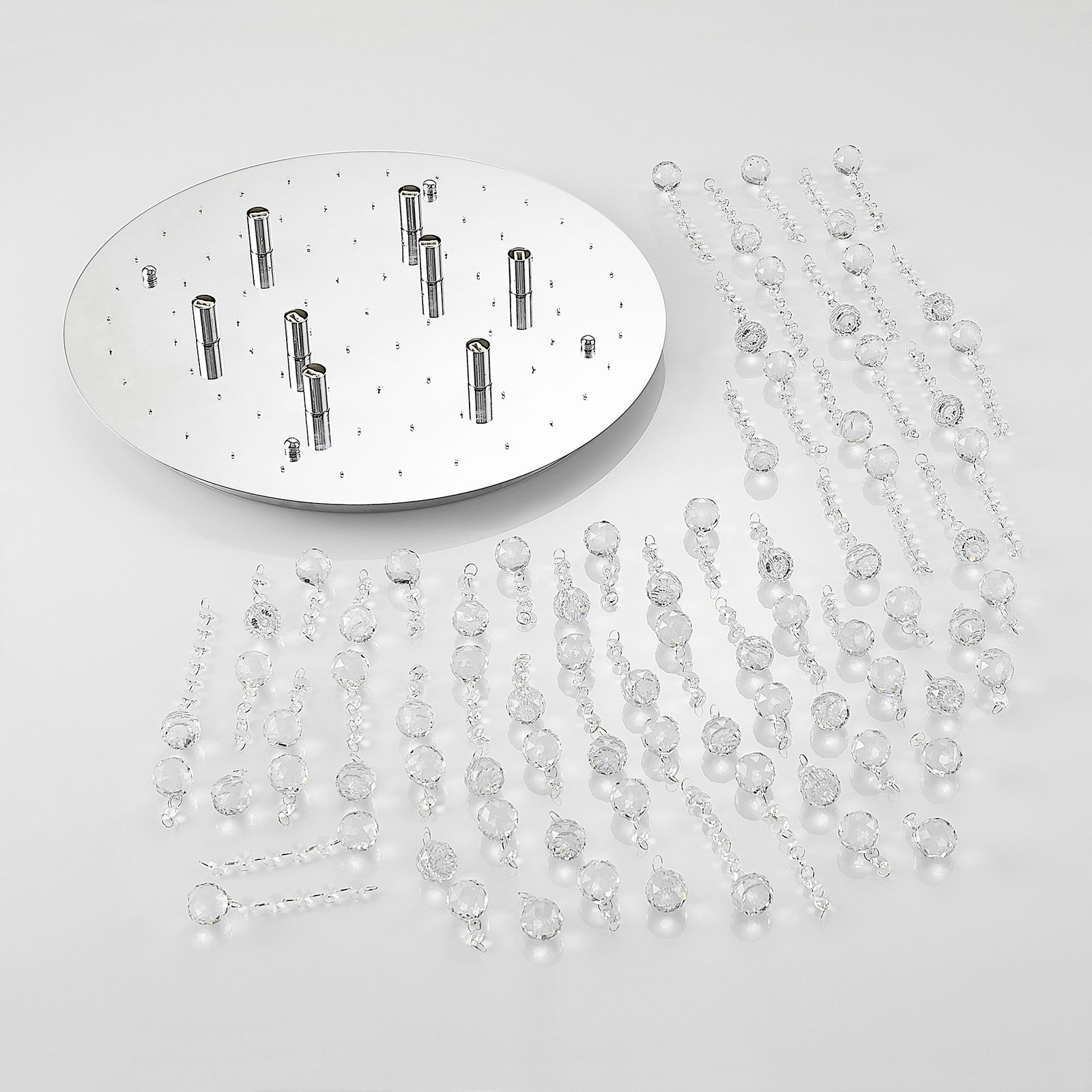 Lindby Deckenleuchte Antonino, Ø 55 cm, 8-flg., Kristall, G9
