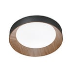 LED plafondlamp Arka, Ø 40 cm, zwart/houtlook, metaal CCT