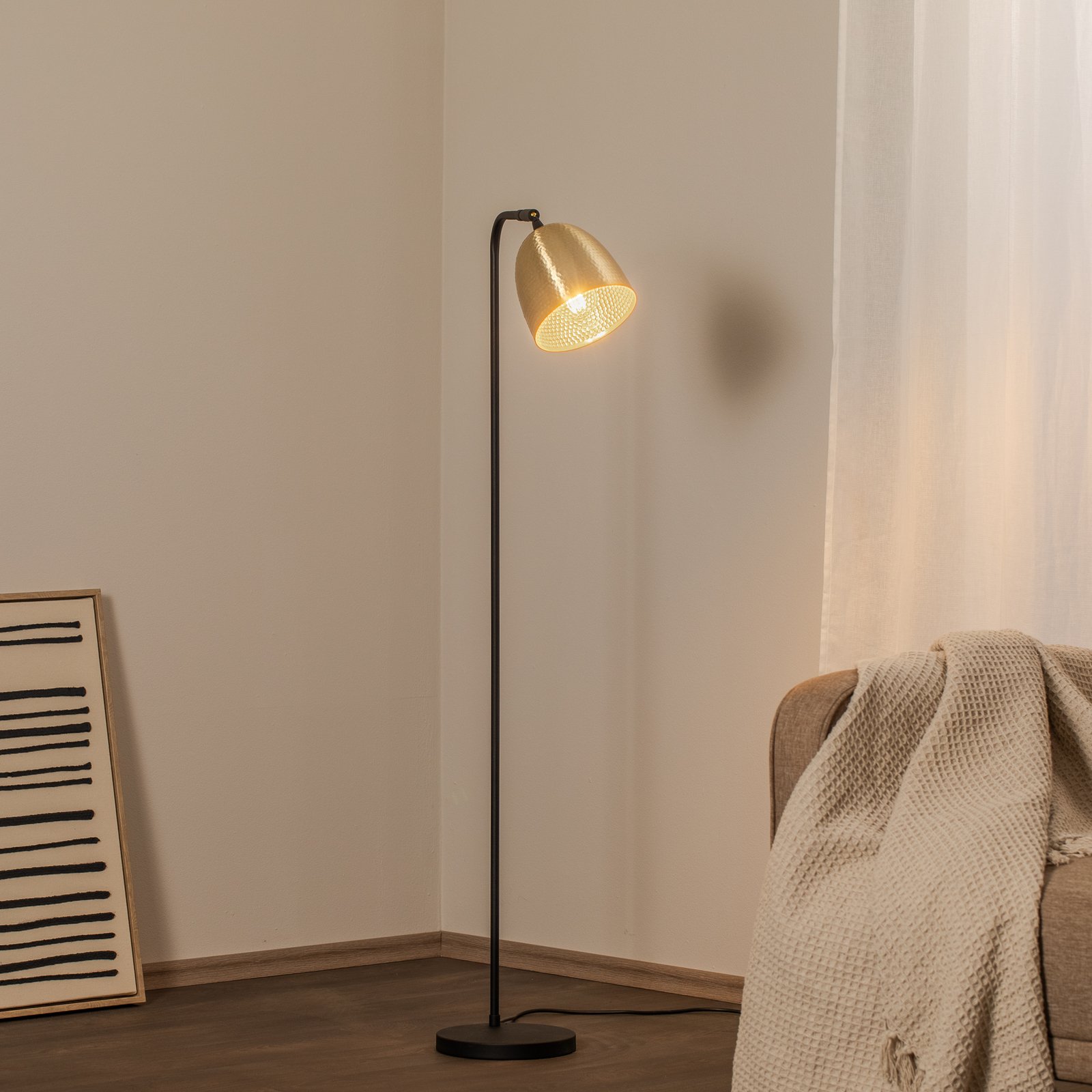 Floor lamp Tattoo 4091 antique gold/black, metal height 120 cm