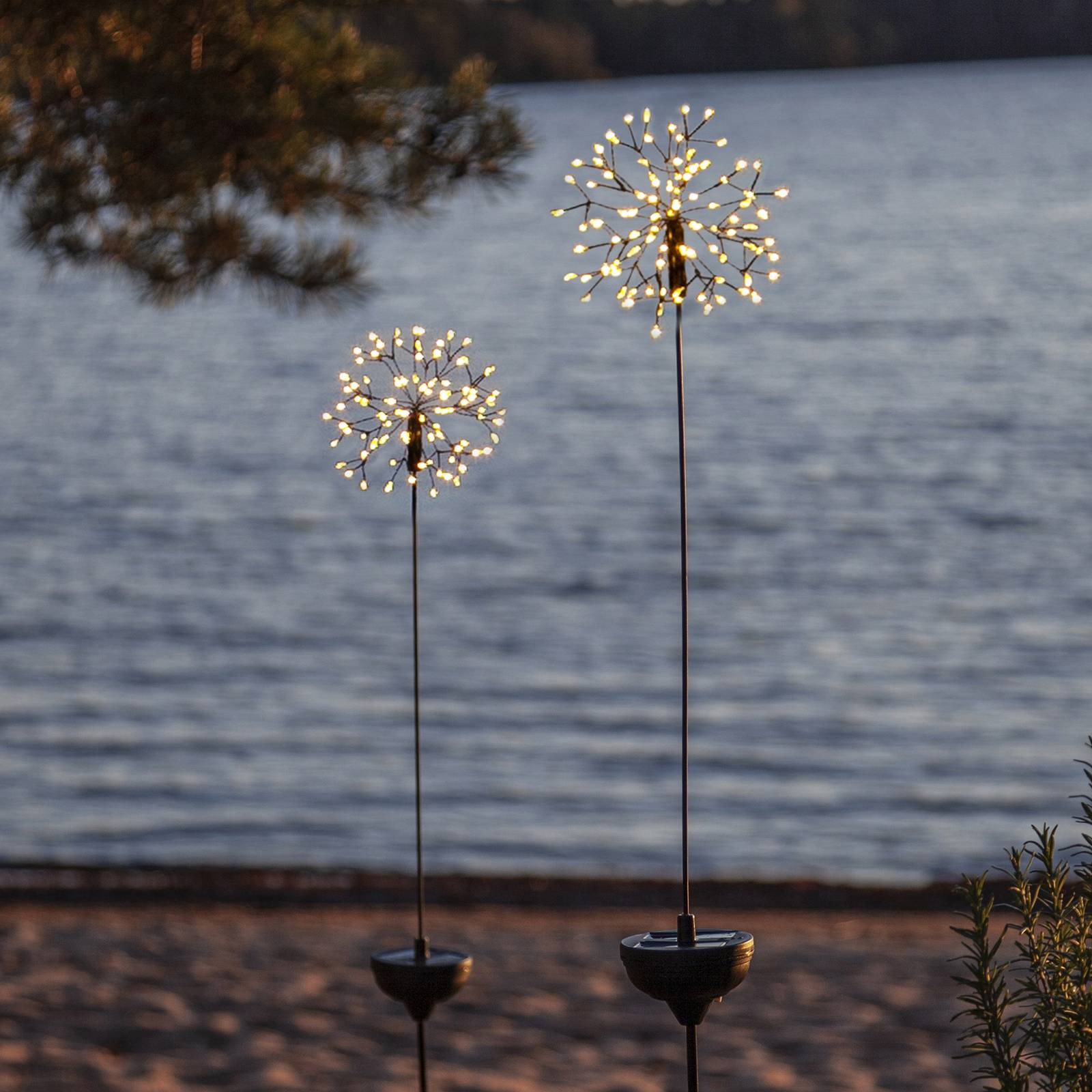 LED-solcellelampe Firework med jordspyd 85 cm