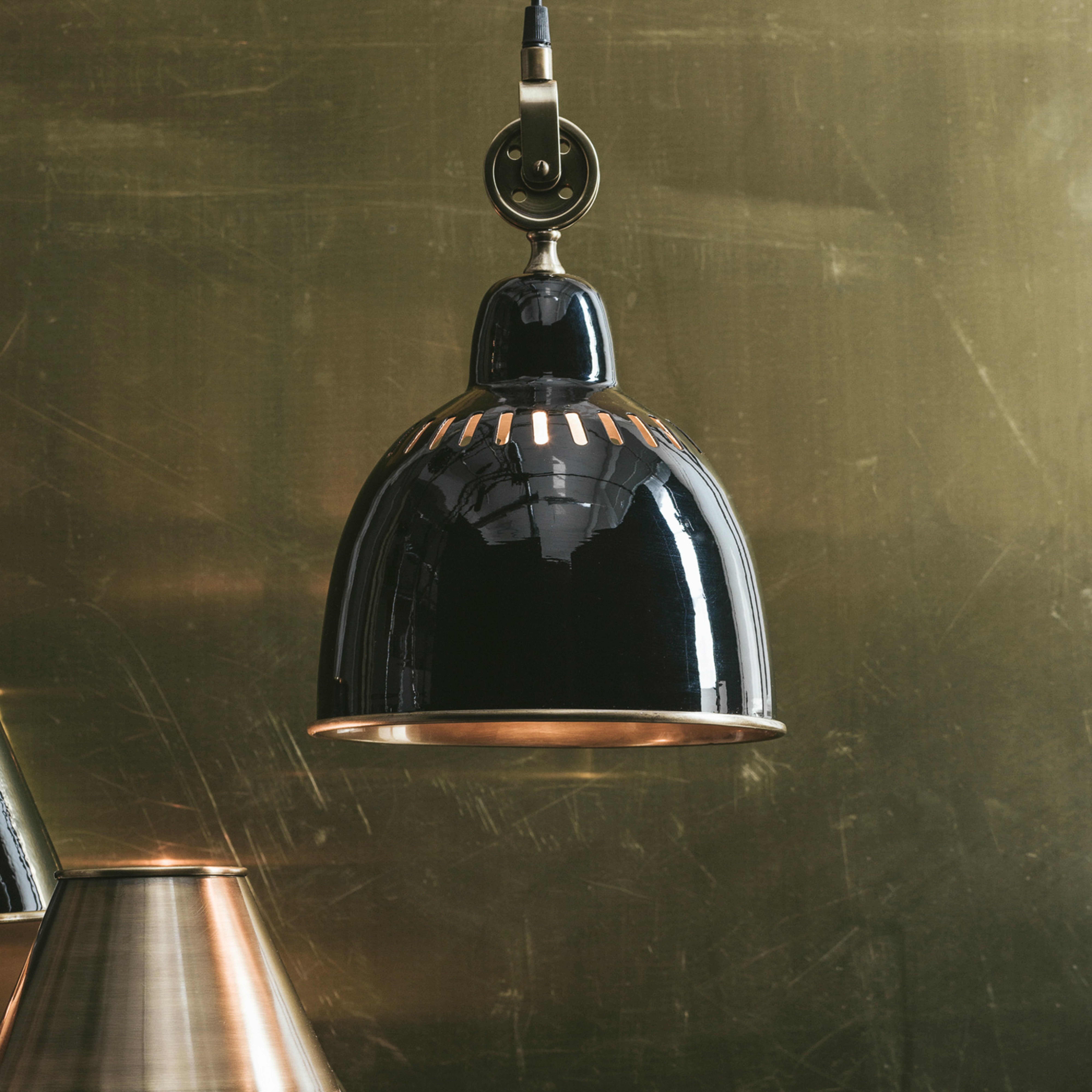 Lampa wisząca PR Home Cleveland, Ø 23 cm, czarny/mosiądz