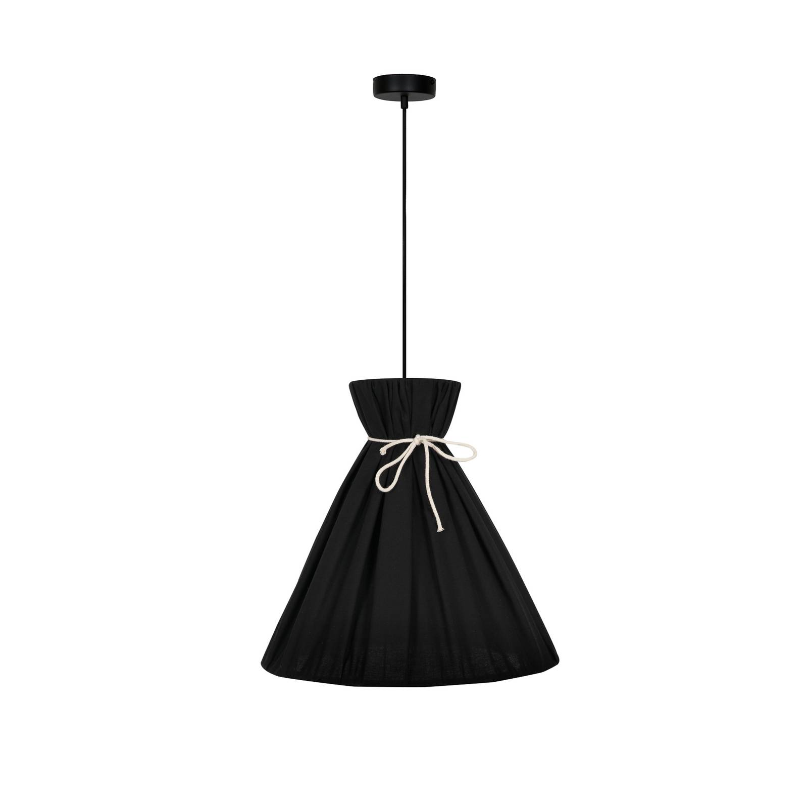 Envostar Envolight Lola hanging light, black, for Living / Dining Room, cotton, metal, E27, 15 W, H: 45 cm