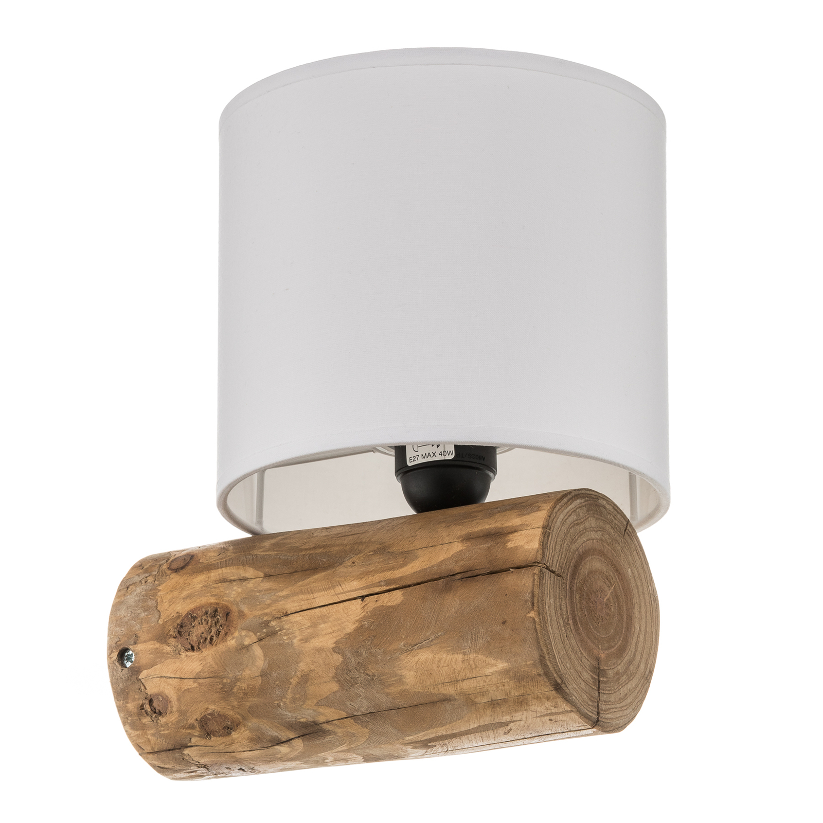 Wandlamp Pino Simple kap wit, frame bruin
