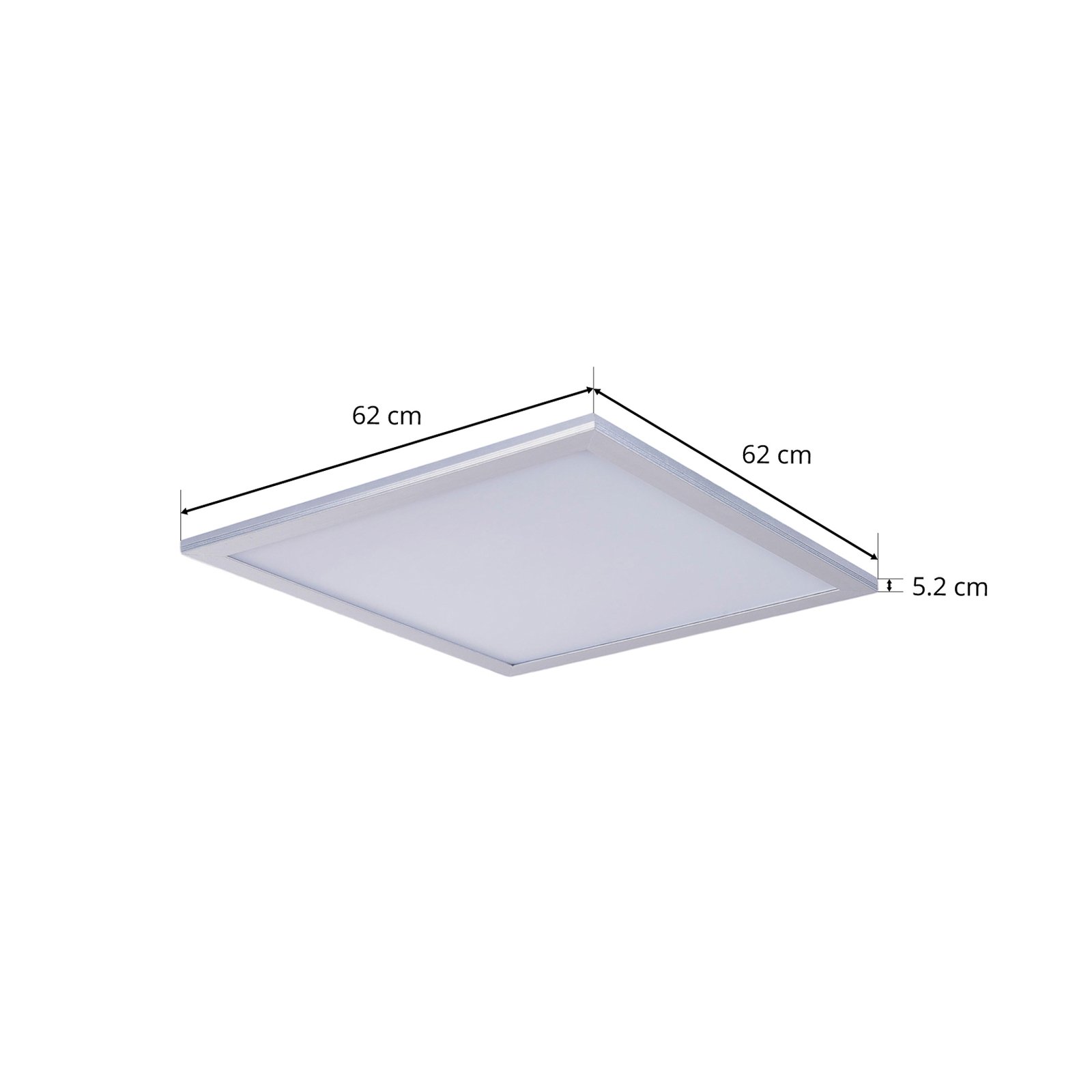 Lindby Panneau LED Livel, 4000K, 62 cm x 62 cm, argent, métal