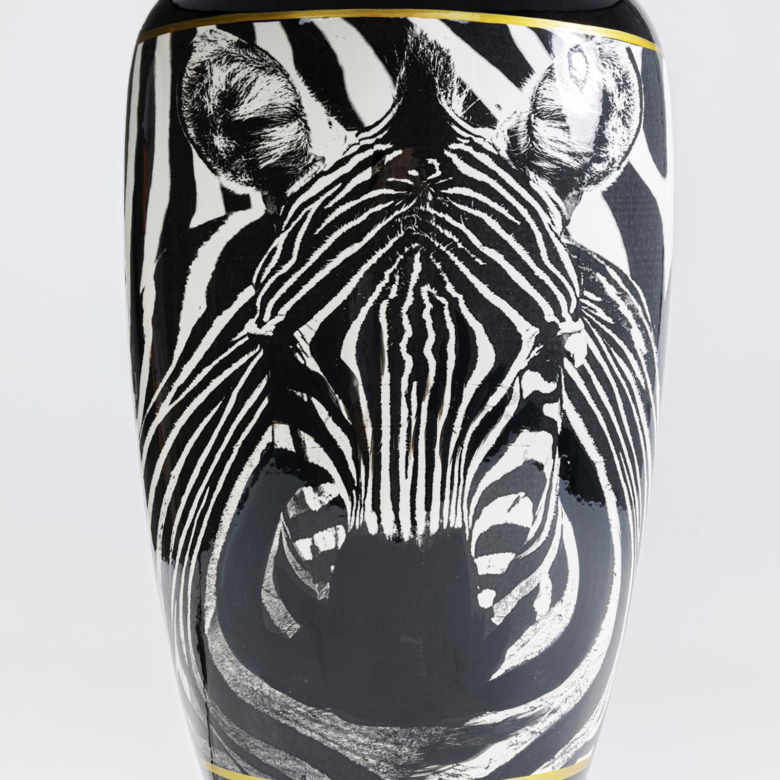 KARE stalinis šviestuvas Zebro veidas, juoda tekstilė, porcelianas, 71 cm