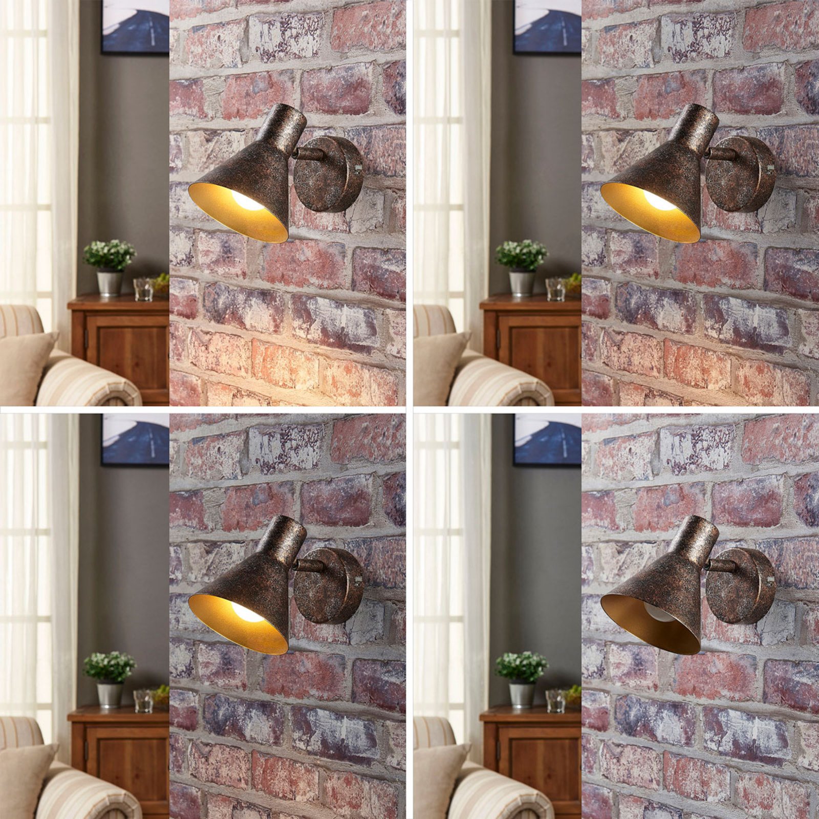 Zera Zidna lampa Antique hrđati/Zlato - Lindby