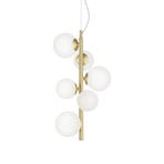 Suspension IDEAL LUX Perlage, laiton/blanc, hauteur 52 cm, à 6 lampes