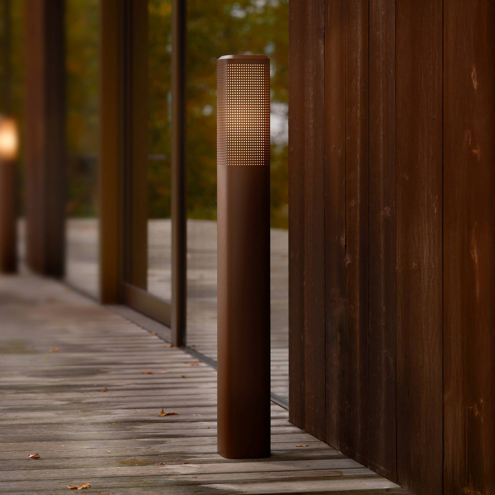 Nordlux Bornes lumineuses Sidara 95 Seaside, marron, aluminium, IP44, E27