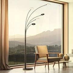 Piantana LED Dent, nera, 225 cm, metallo, CCT, a 5 luci.