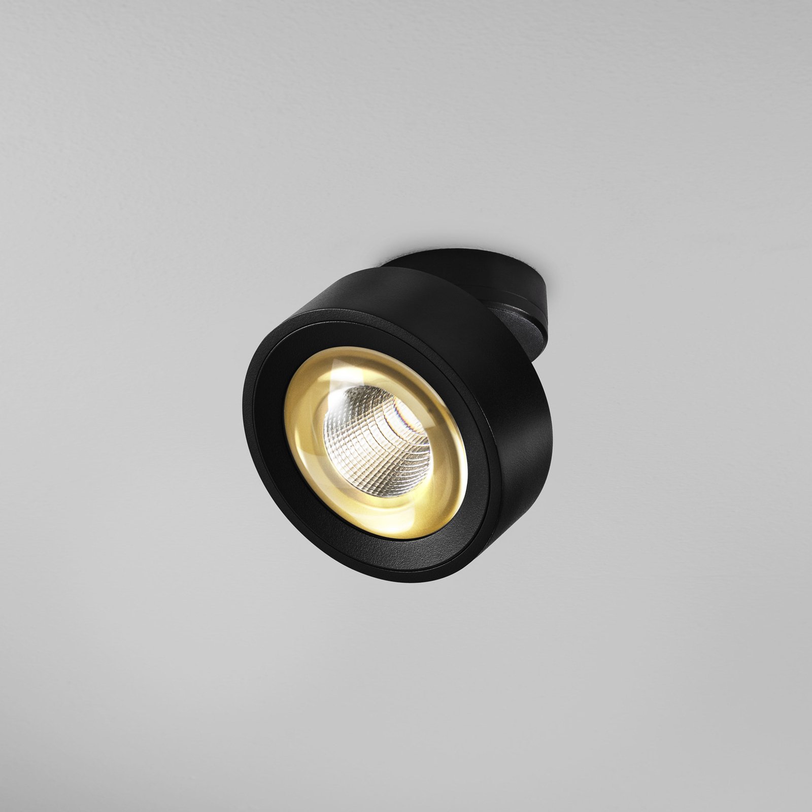 EGG LED spot Clippo Optic, black/gold, Ø 12 cm, DTW