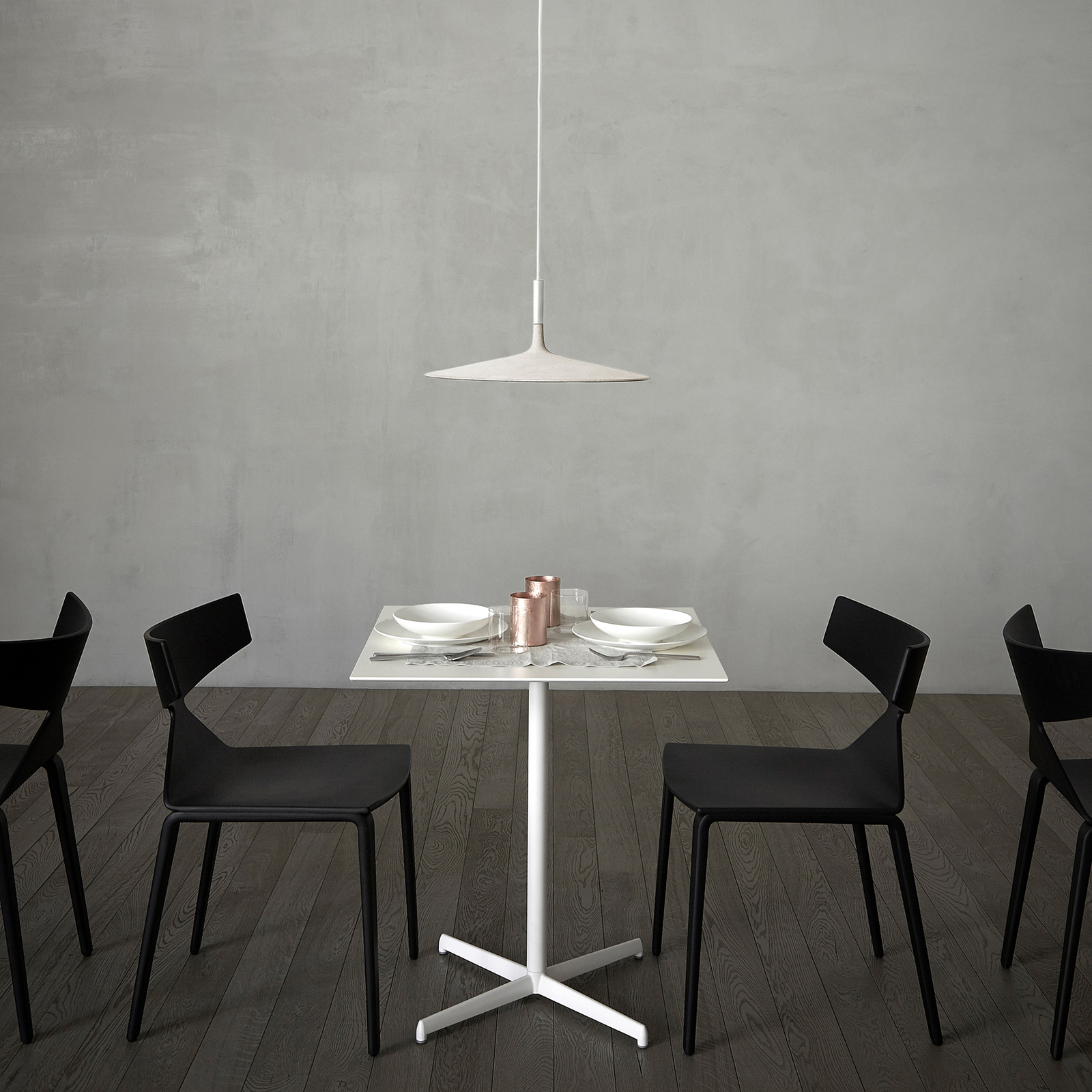FOSCARINI Foscarini Aplomb Large LED hanging light, white, for Kitchen, concrete, aluminium, polycarbonate, 11.7 W, energy efficiency: A+, H: 20 cm
