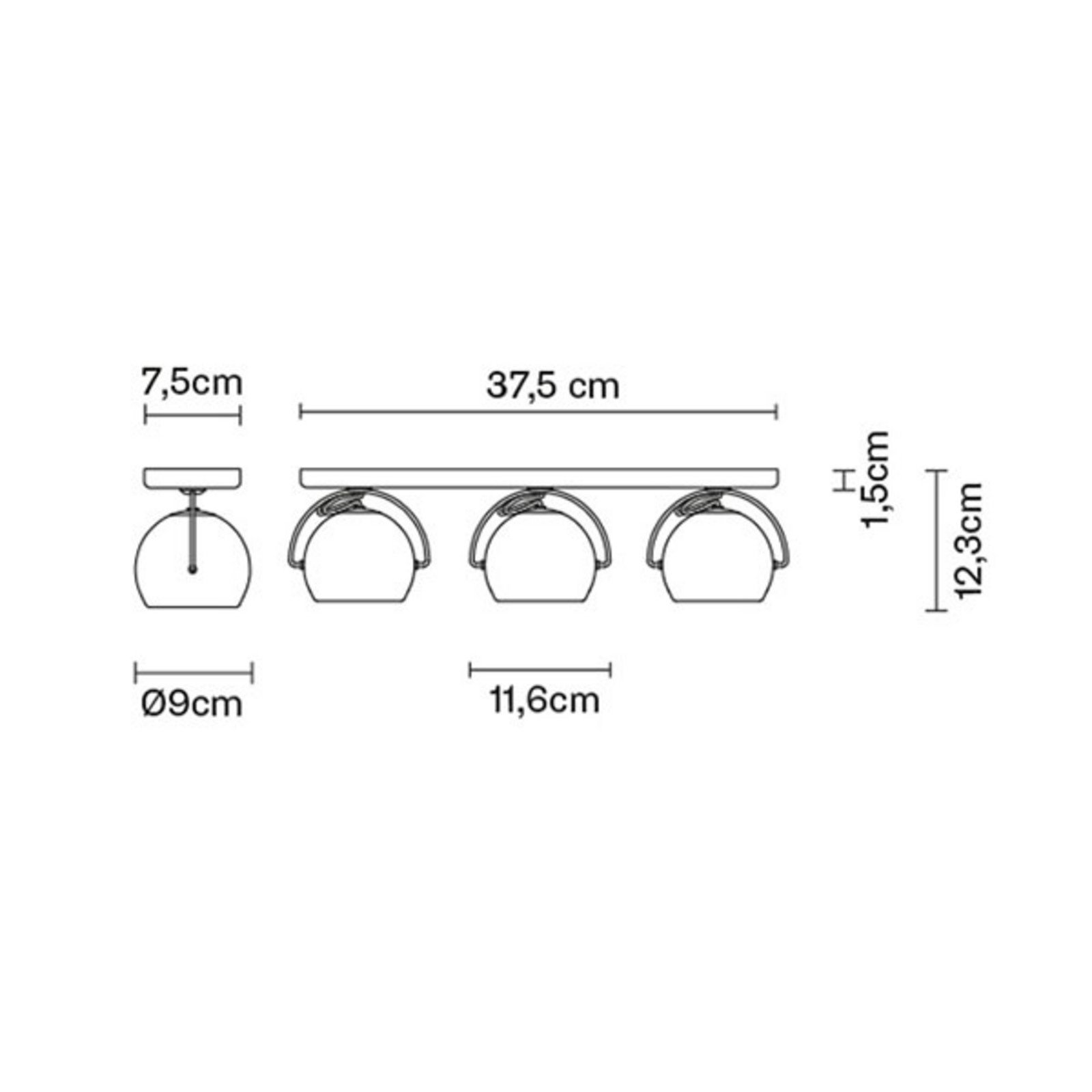 Fabbian Beluga White plafonieră direct 3 becuri