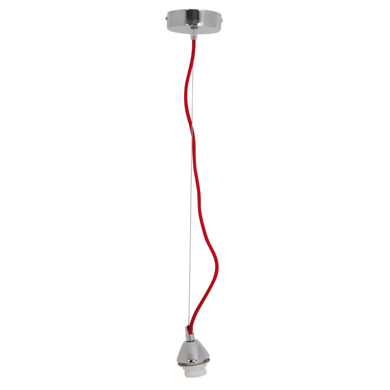Näve Silas hanging light with fabric cable, red, for Living / Dining Room, metal, E27, 60 W, energy efficiency: A++