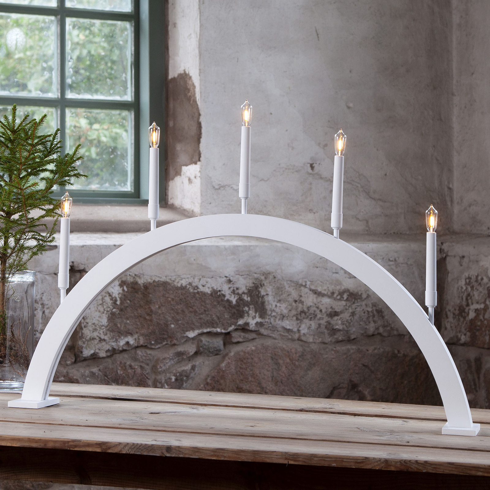 Fensterleuchter Storm 5-flammig 59 cm weiß