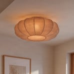 Lindby loftlampe Helin, brun, Ø 60 cm, tekstil, 3 x E27