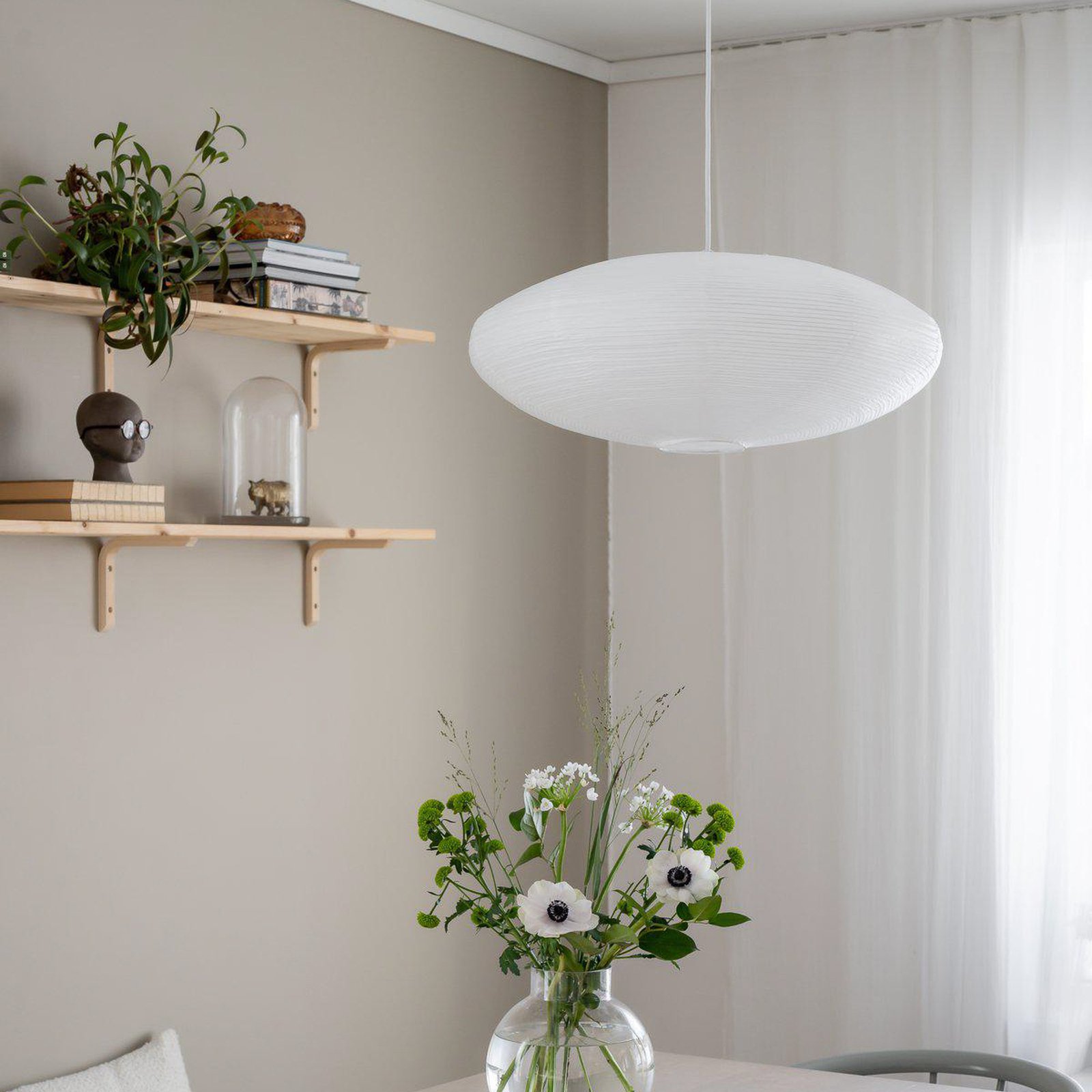 PR Home hanging light Yuni, white, Ø 60 cm, white suspension system, E14