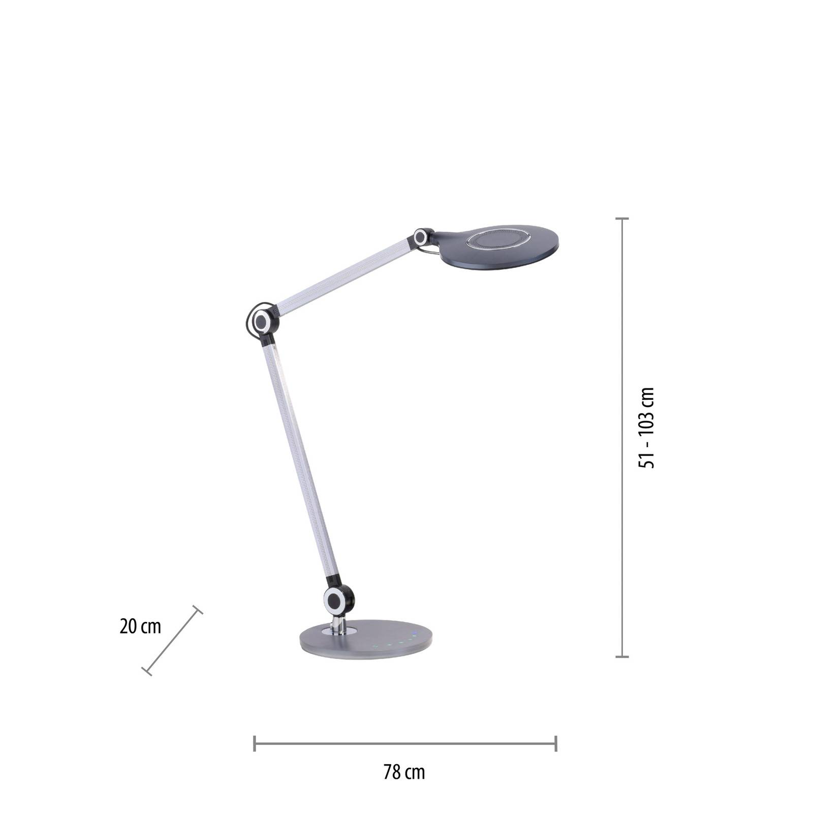 Lampka biurkowa LED Niklas czarna wysokość 103cm