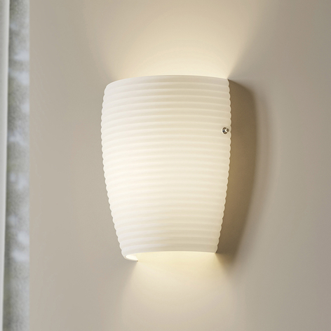 Lucande Vera wall light, white glass lampshade