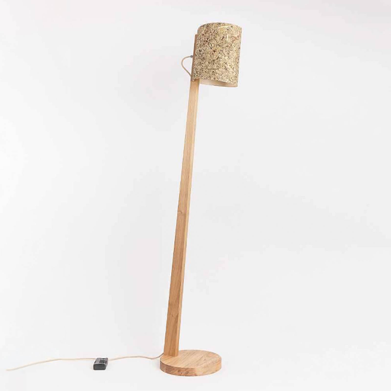 ALMUT 1411 golvlampa cylindrisk Ø30 cm rent hö