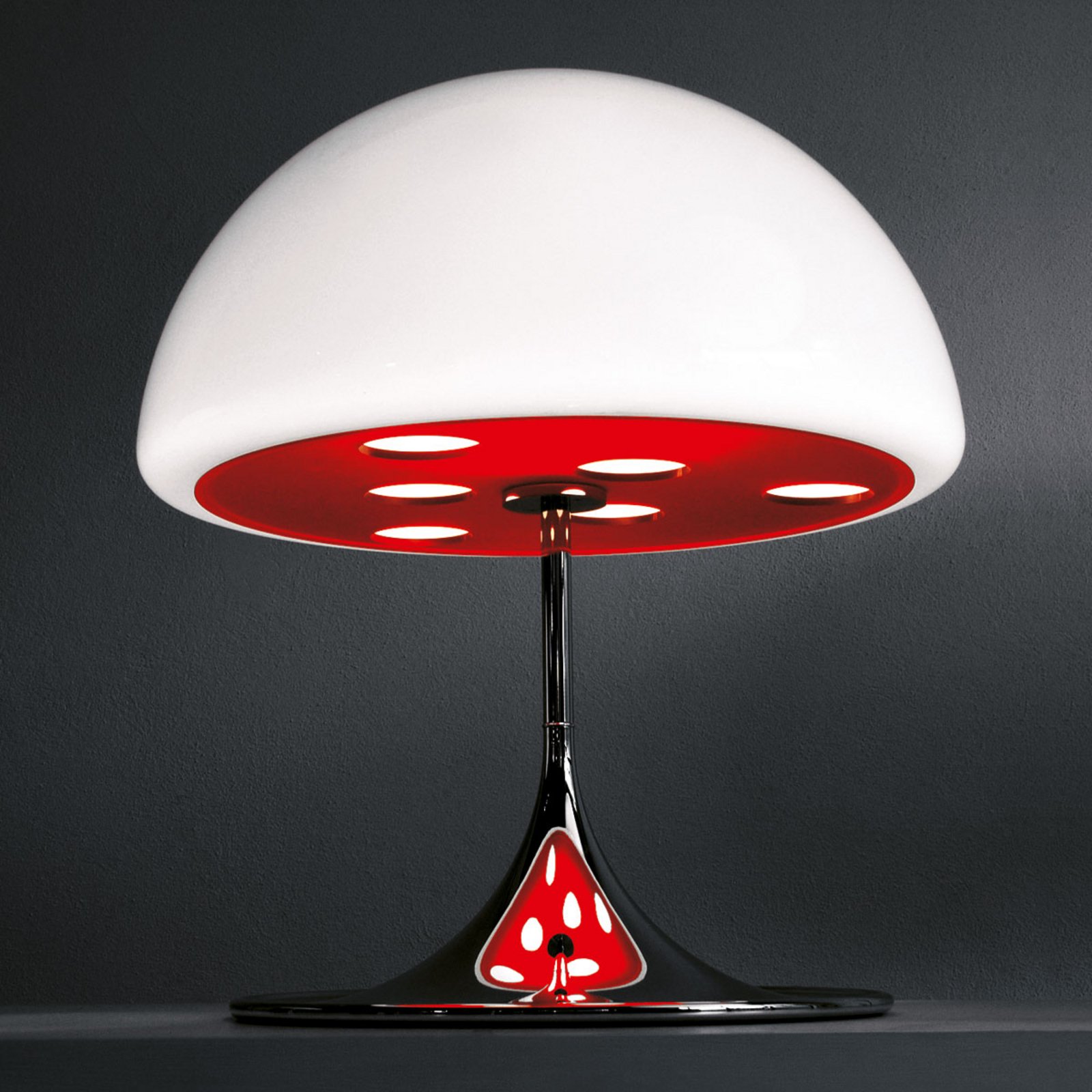 Martinelli Luce Mico - table lamp, 60 cm, red, for Living / Dining Room, metal, methacrylate, E27, 12 W, energy efficiency: A++, H: 60 cm