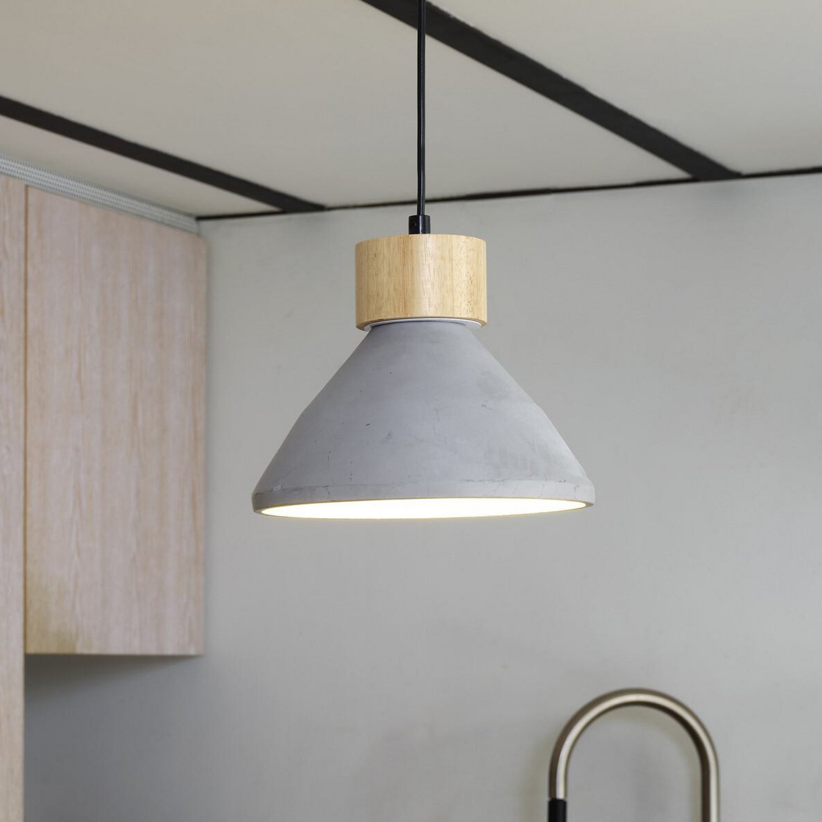OSRAM Hängelampe CONCRETE WOOD, grau, Ø 22 cm, Beton, E27