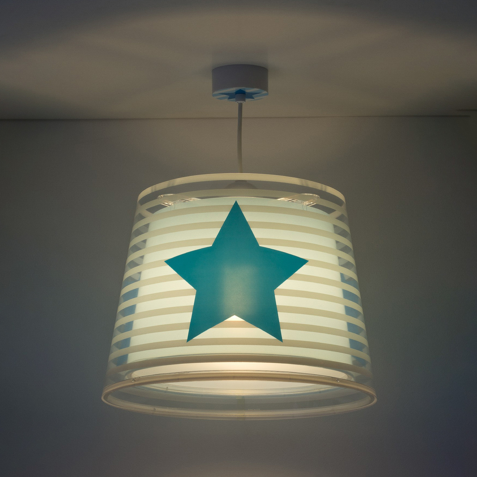 Detská závesná lampa Light Feeling, 1-pl., modrá