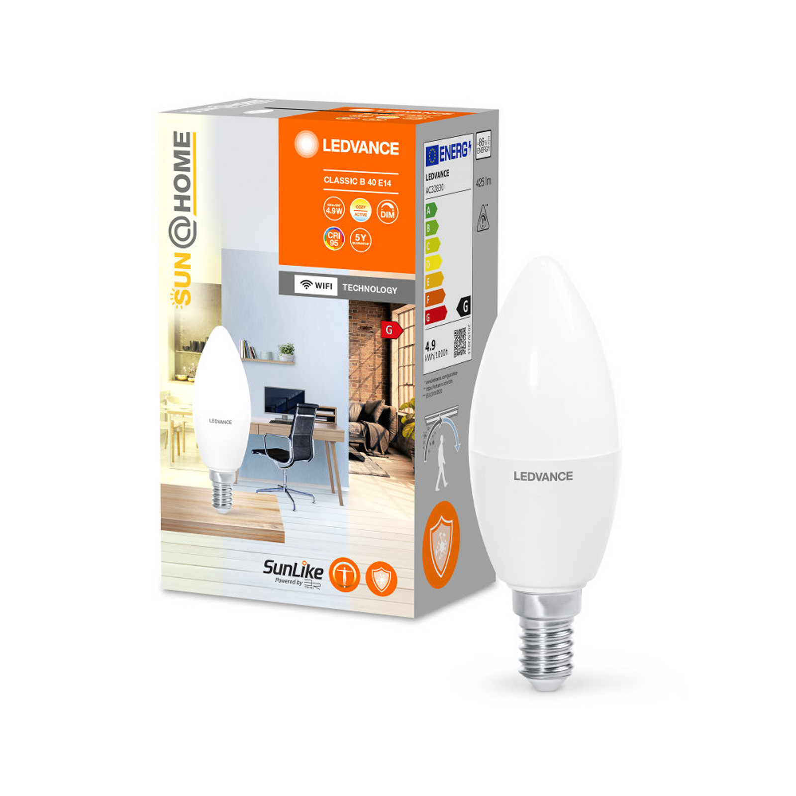 LEDVANCE SMART+ LEDVANCE SUN@Home Classic B 25 E14 49W CCT 922 - alb - Plastic