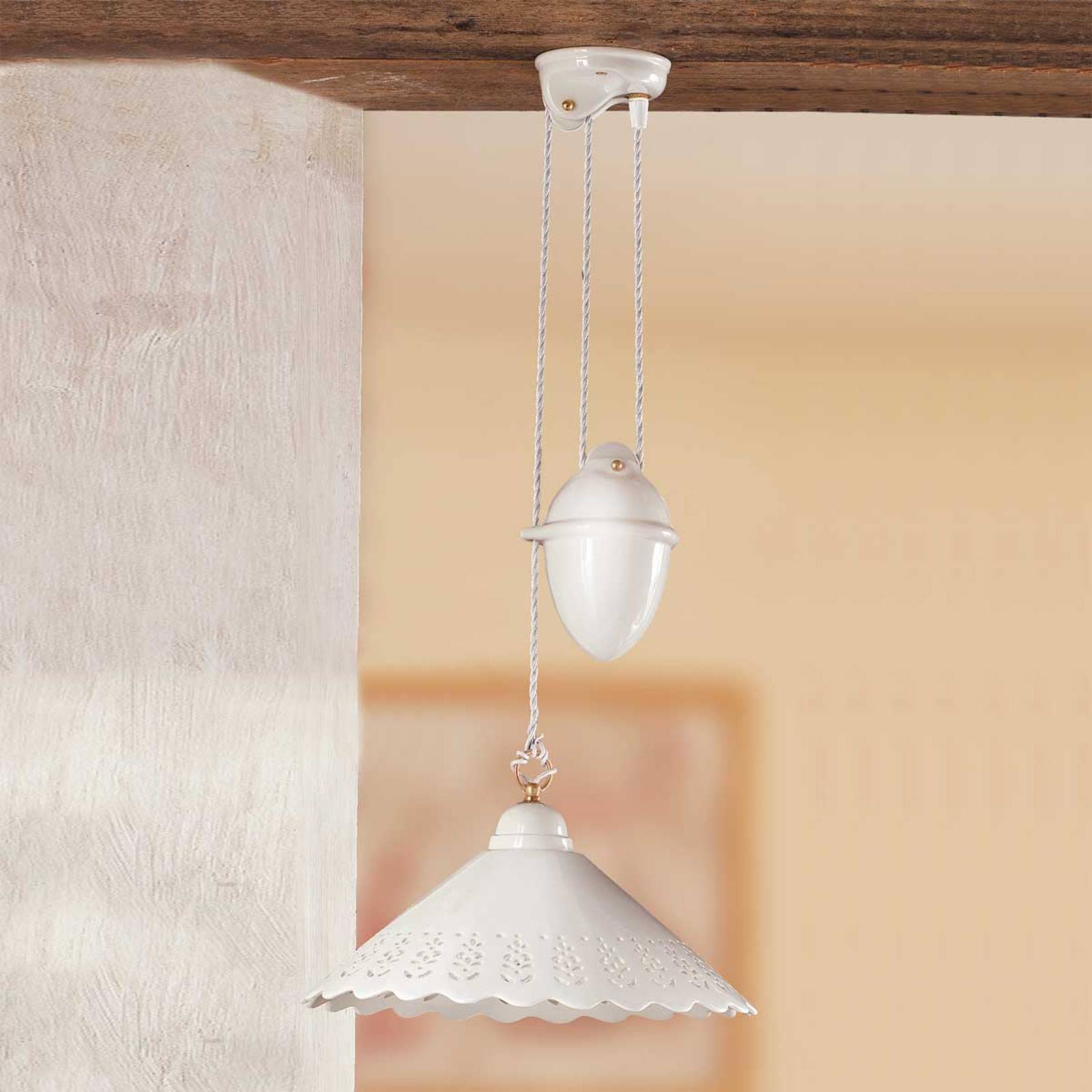 Hanglamp Pizzo met koord, 1-lamps, 40 cm
