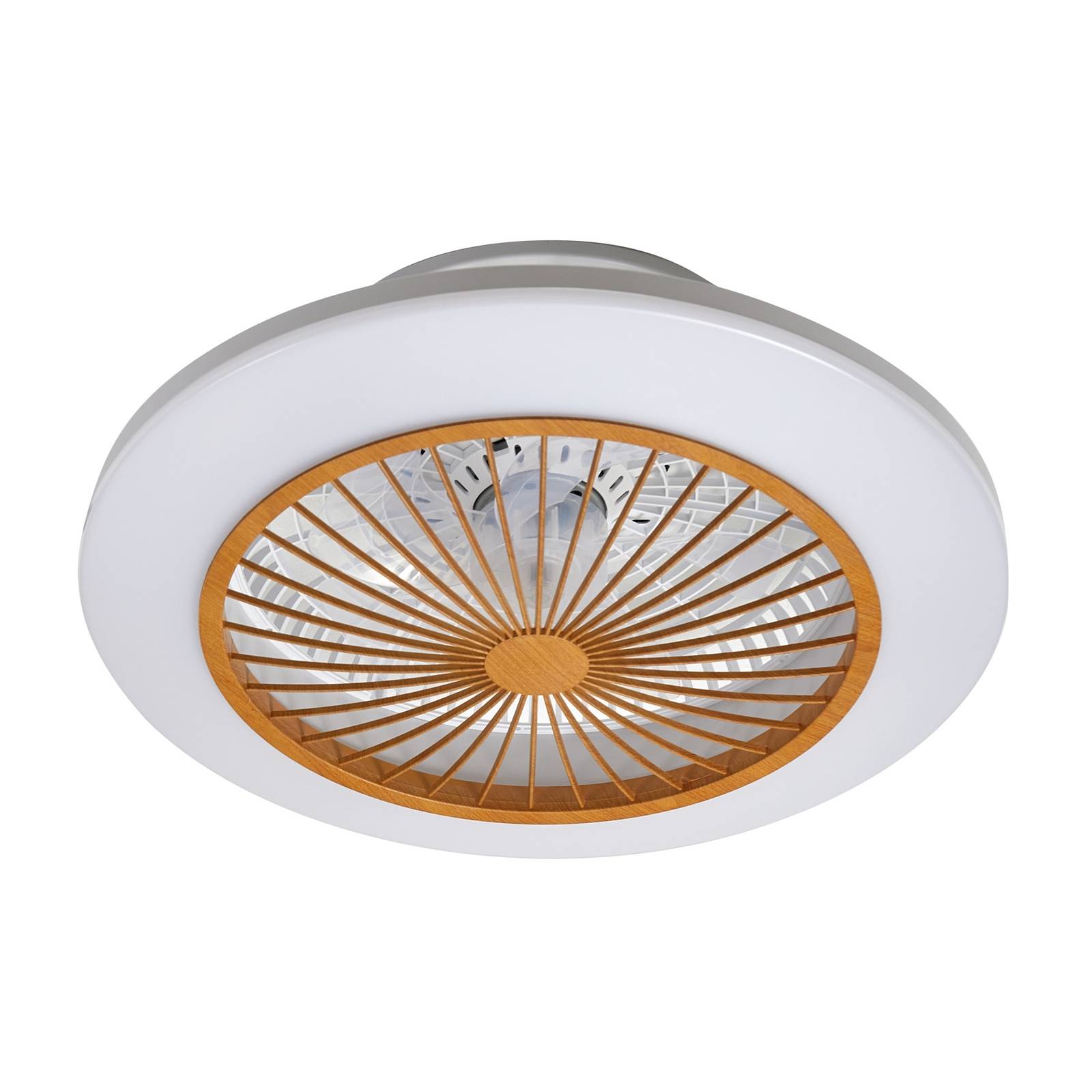 Lindby LED-Deckenventilator Mamuti, holzfarben, leise, 55 cm