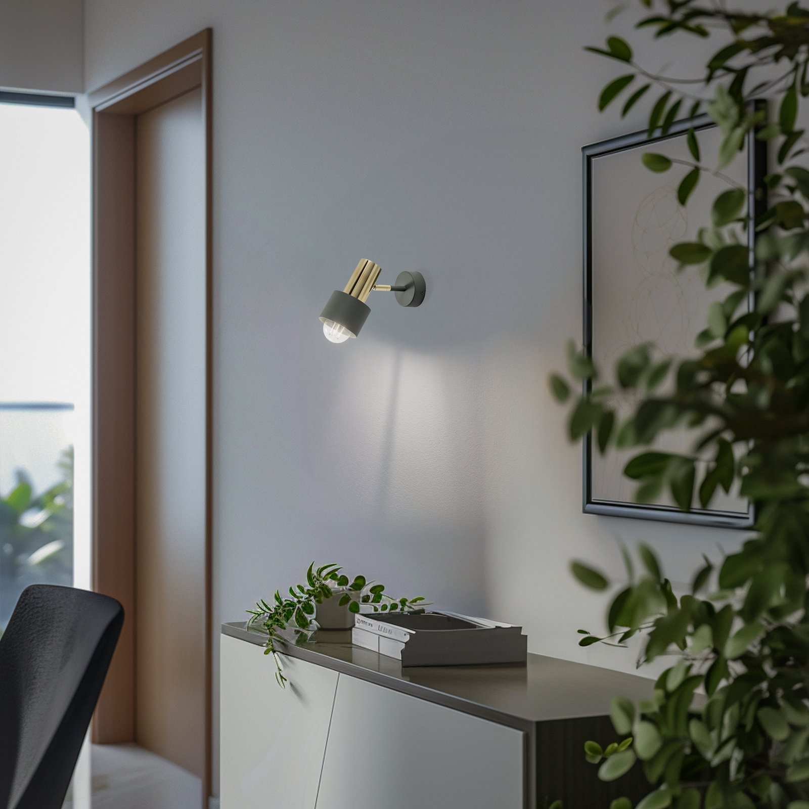 Wandspot Destin, 1-lamp groen/messing