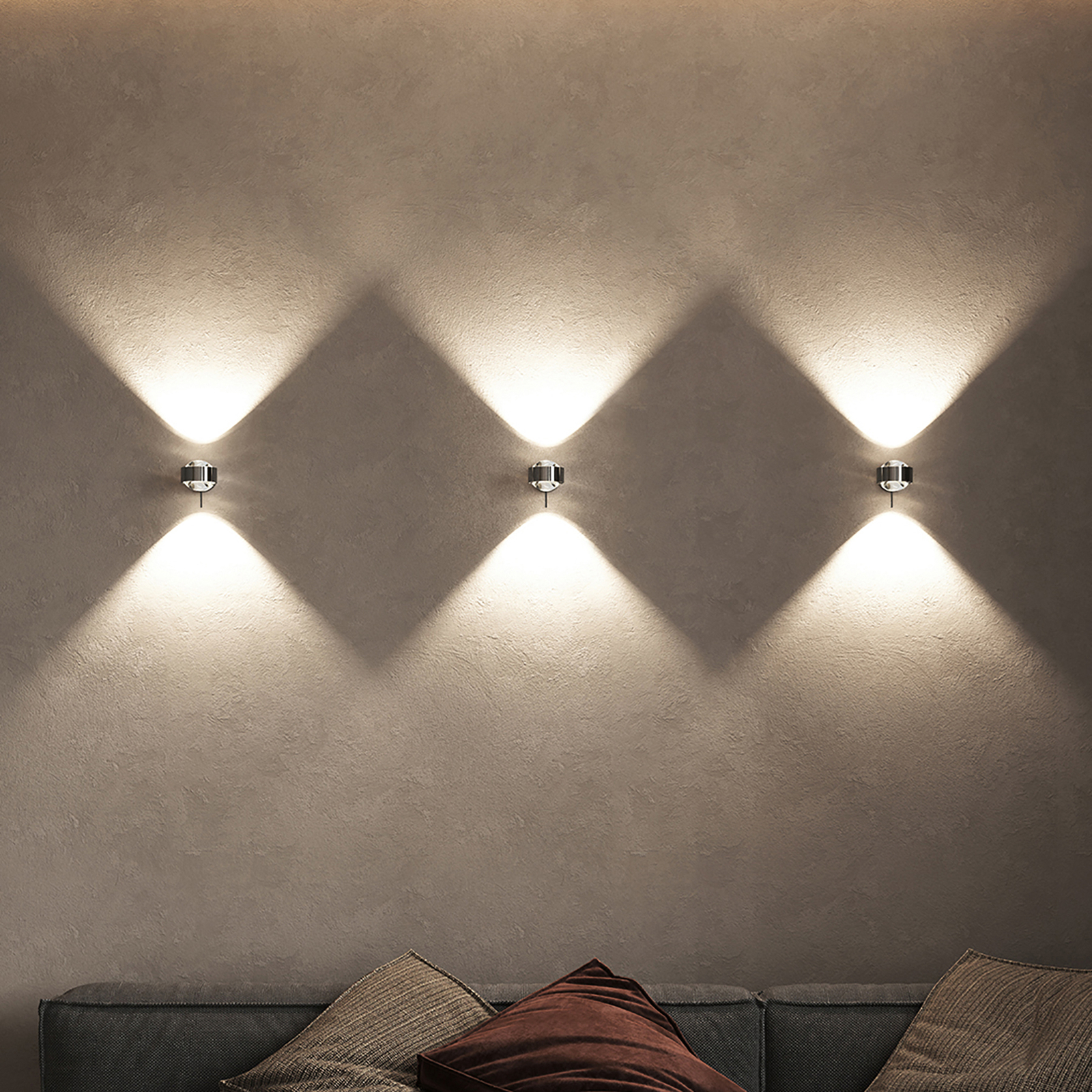 Puk Mini Wall+ LED, klare linser, krom