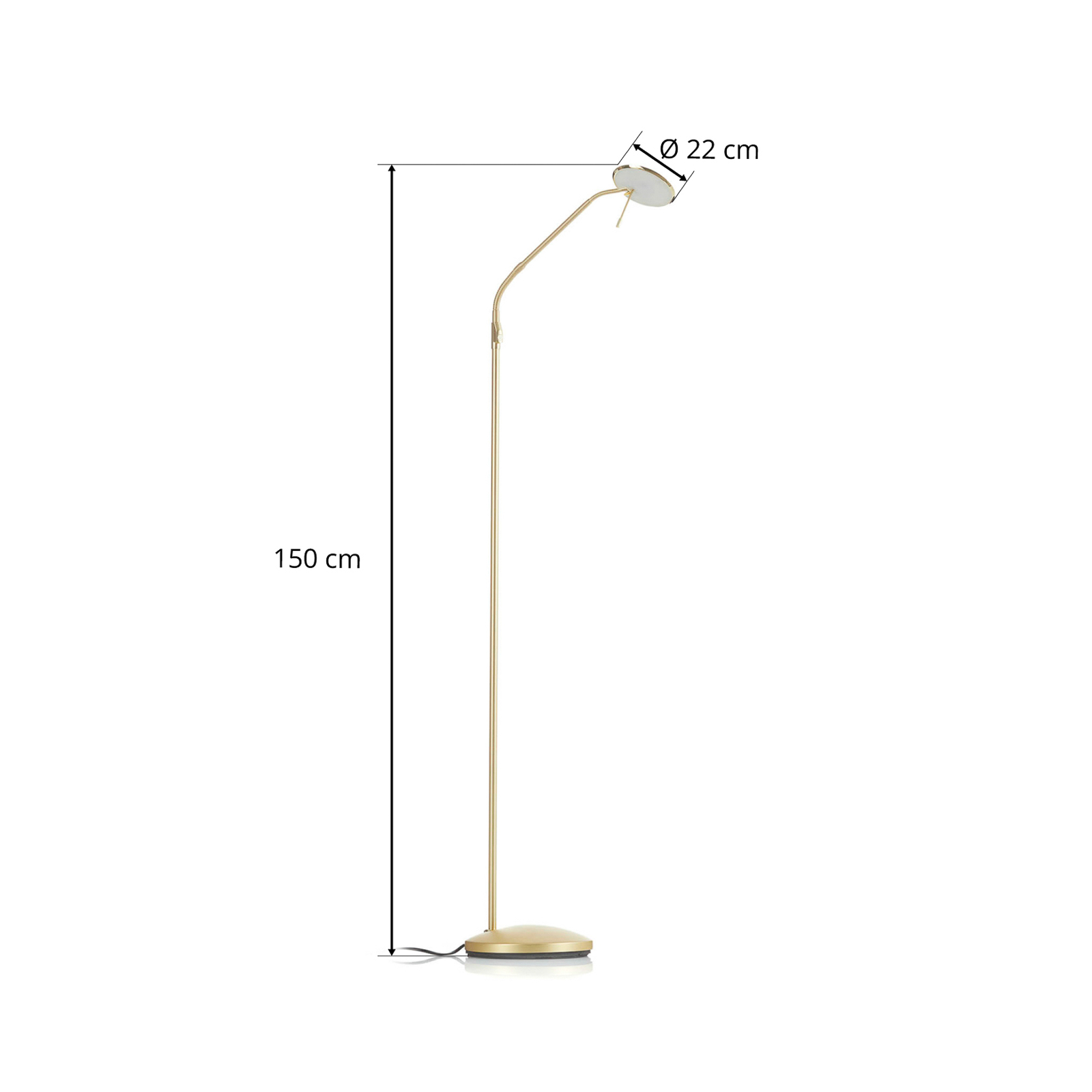 Messinginvärinen LED-lattiavalaisin Zenith, himm.