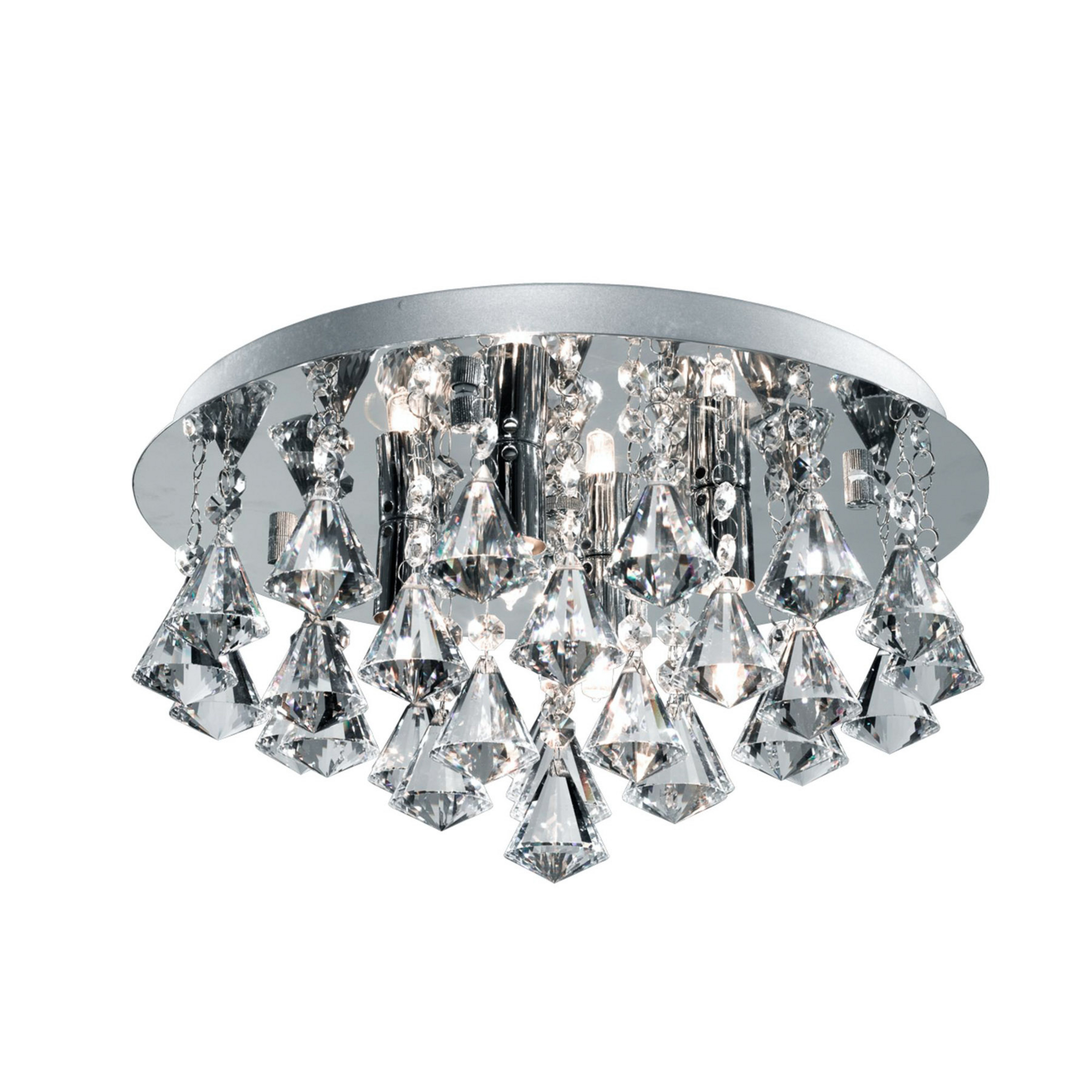Plafonnier Hanna rond IP44 38 cm pyramide chromée