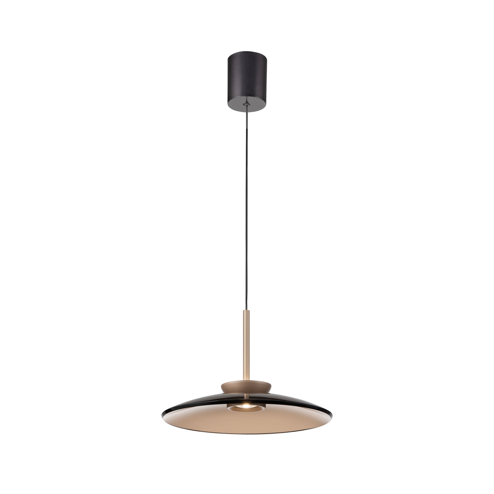 Suspension LED E-Moon, bronze et verre ambré (foncé), Ø 50 cm - PURE