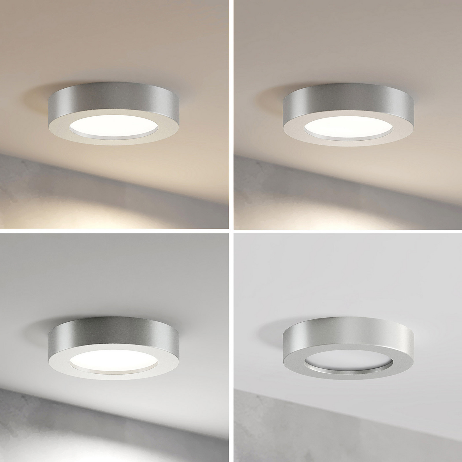 Prios plafonieră LED Edwina argintiu 18 cm CCT IP44 - Baie - Modern - argintiu alb - Metal